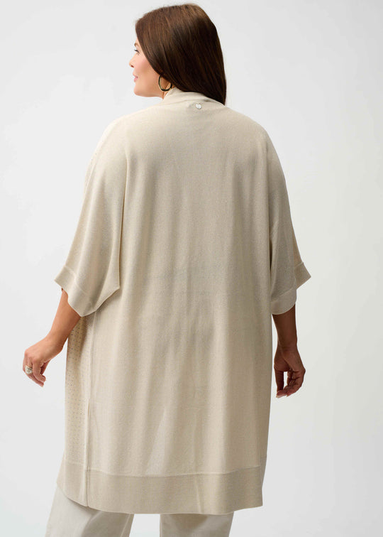 back view of plus size Joseph Ribkoff Sweater Knit cardigan with Stud Details in Birch Silver