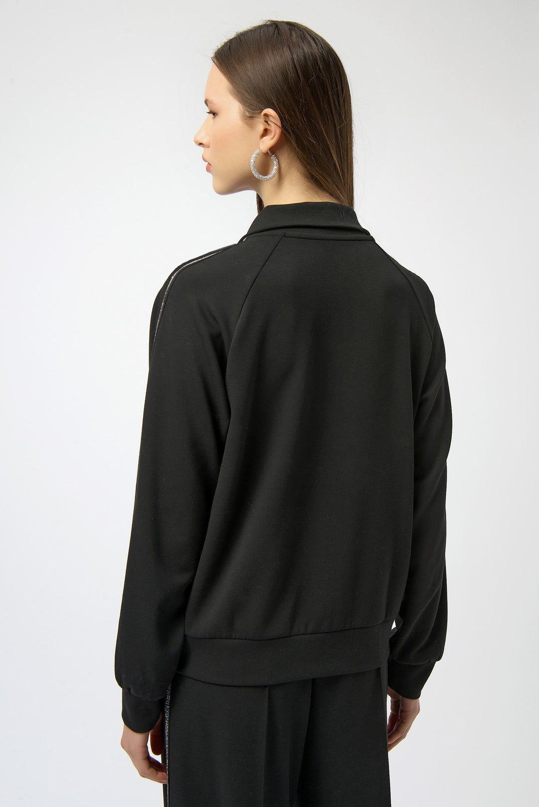 Joseph Ribkoff Scuba Jersey Funnel Neck Jacket in Black
