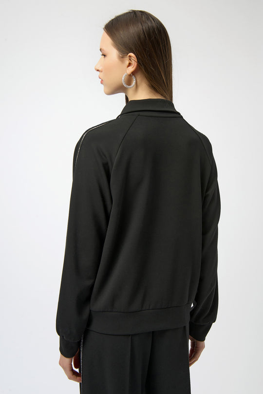 Joseph Ribkoff Scuba Jersey Funnel Neck Jacket in Black