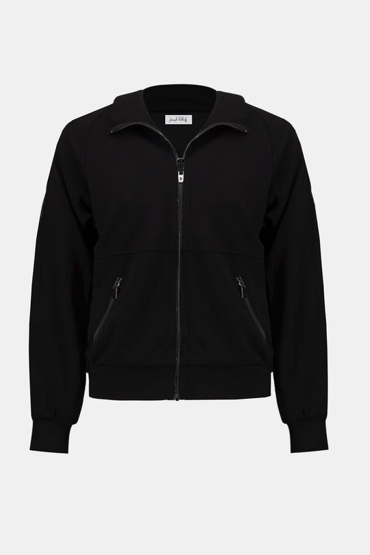 Joseph Ribkoff Scuba Jersey Funnel Neck Jacket in Black