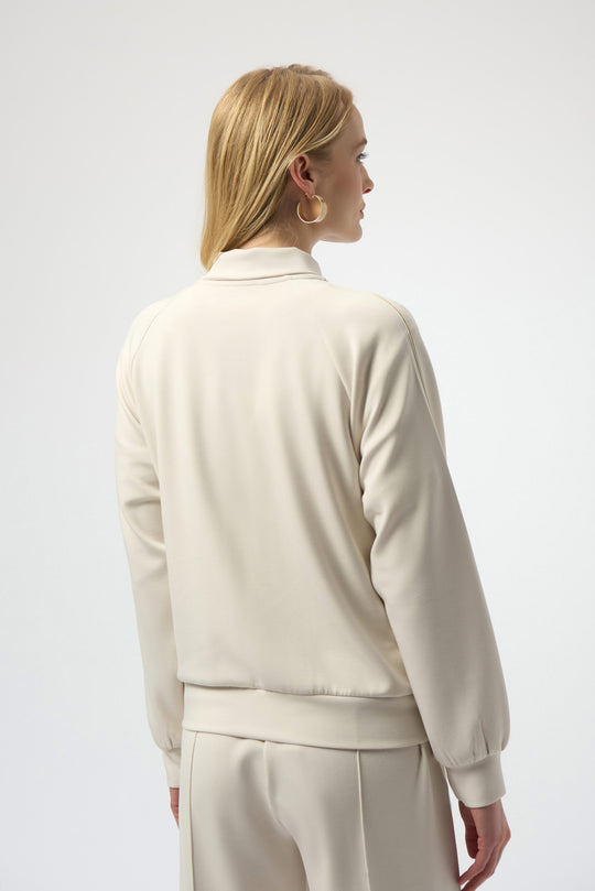 Joseph Ribkoff Scuba Jersey Funnel Neck Jacket in Birch