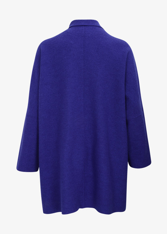 Oska Boiled wool Long Coat with Collar in Clematis