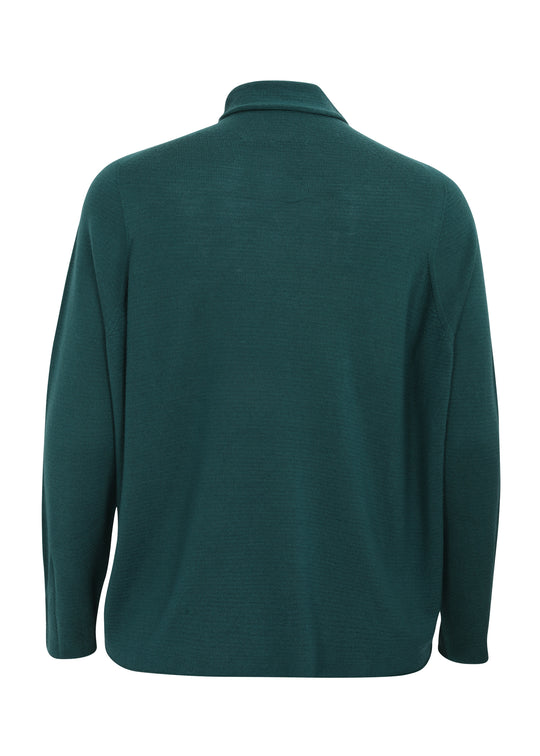 Oska Merino Wool Garment Dyed Mockneck Pullover in Bottle