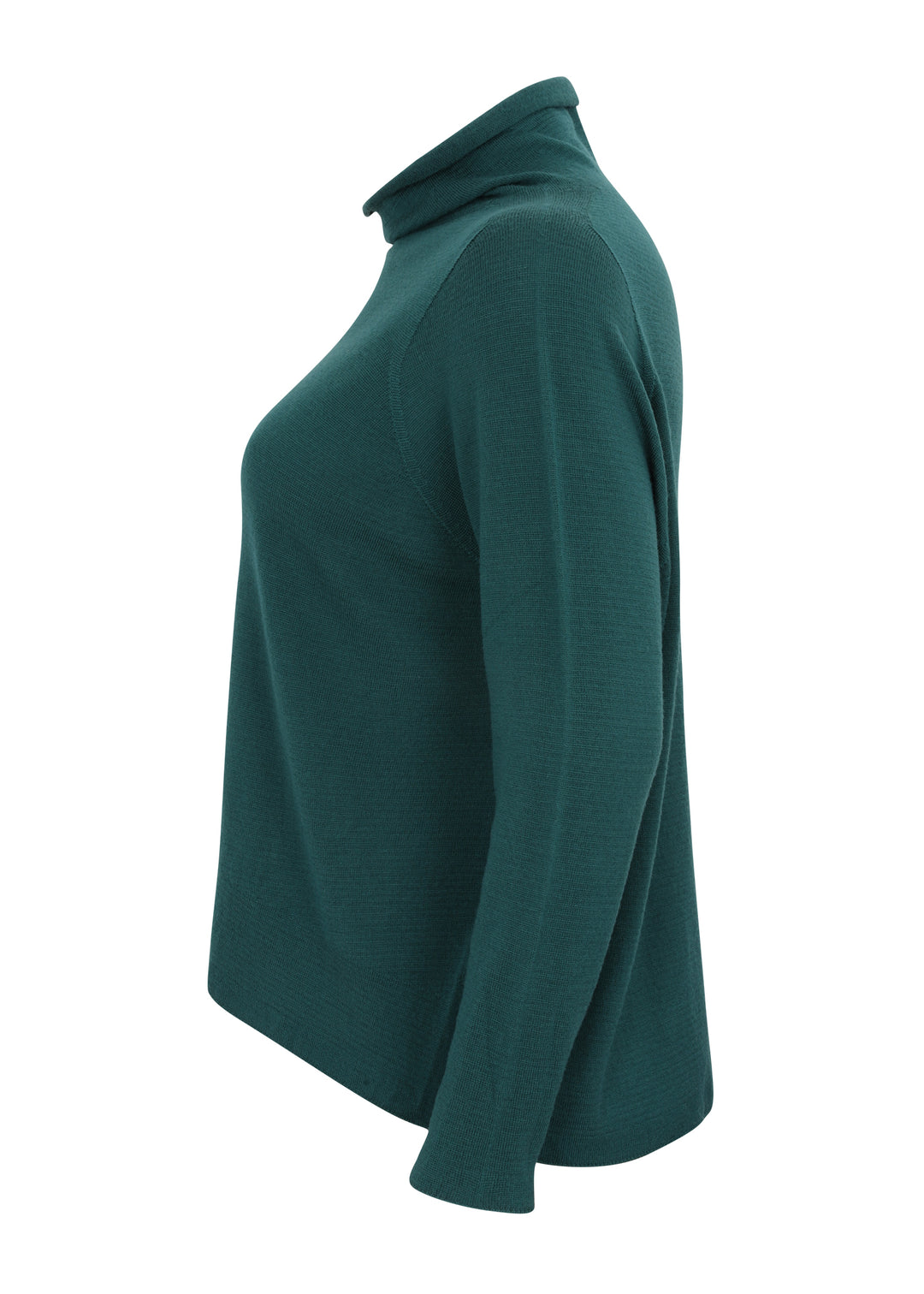 Oska Merino Wool Garment Dyed Mockneck Pullover in Bottle