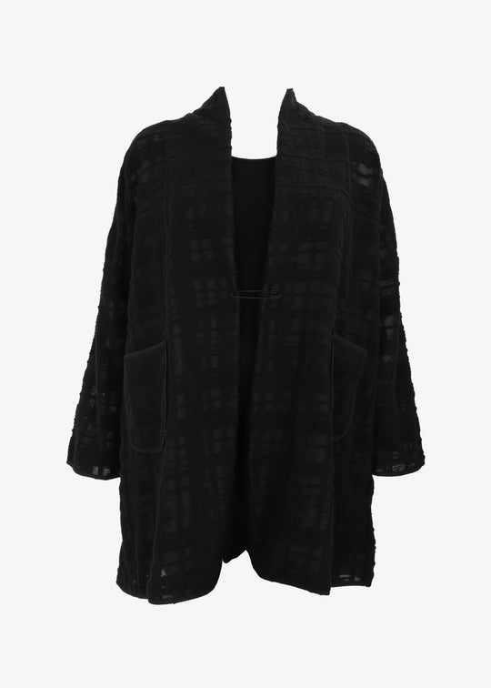 Luukaa Grid Burnout Open Front Alina Cover up in Black
