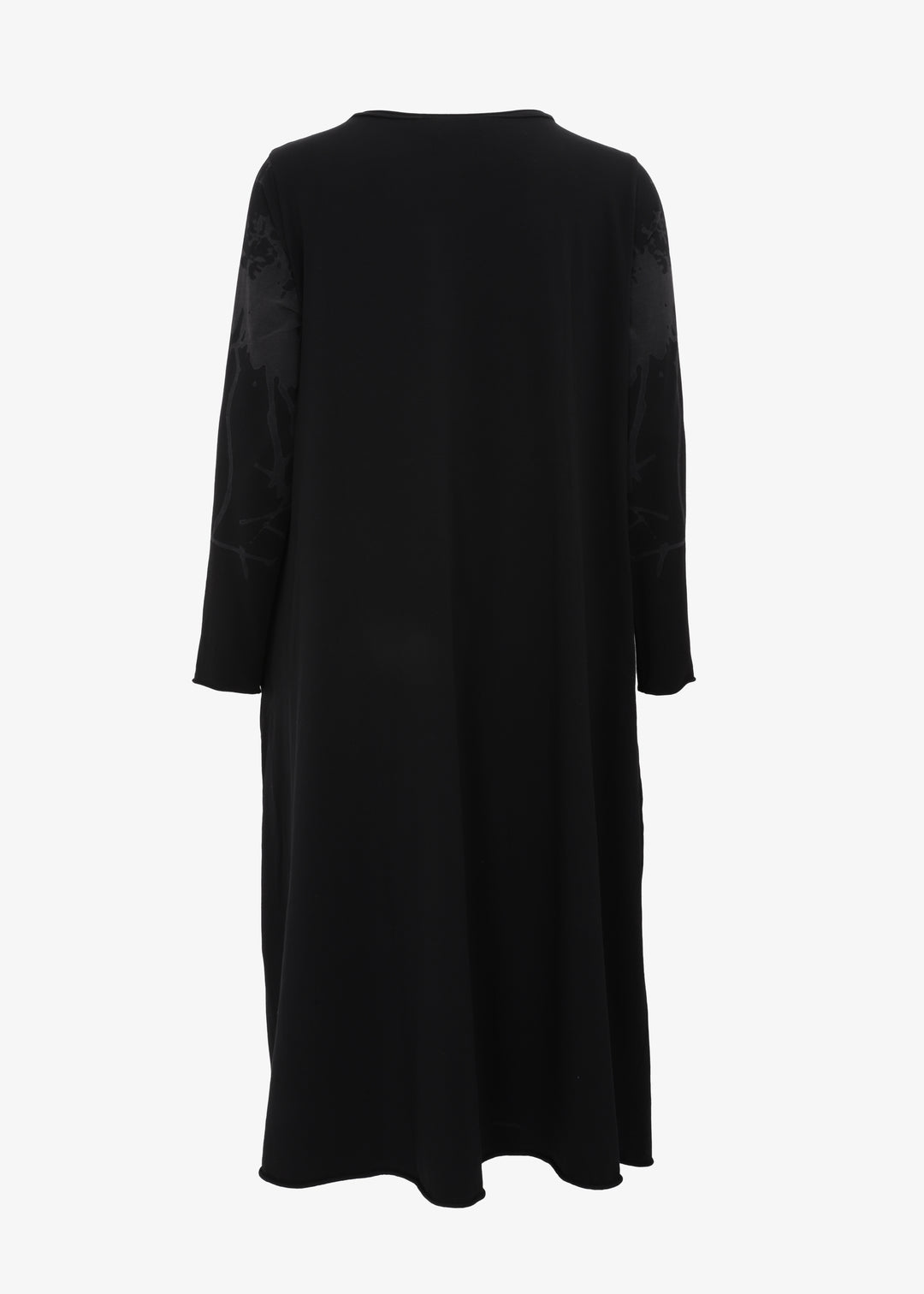 Luukaa Branch Print Jersey A-Line Lilith Dress in Ink Black