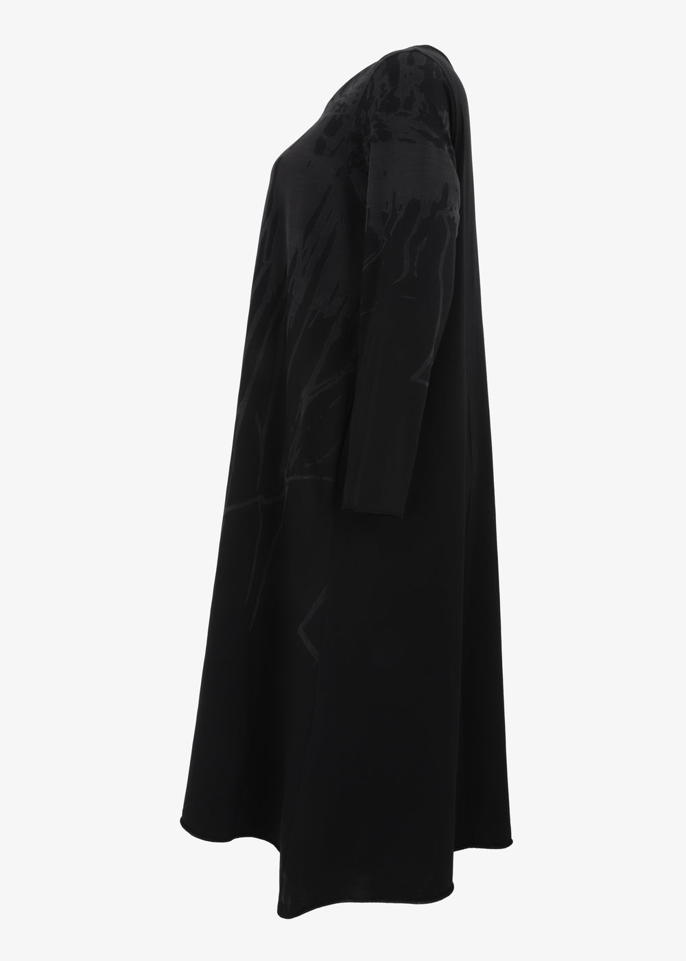 Luukaa Branch Print Jersey A-Line Lilith Dress in Ink Black