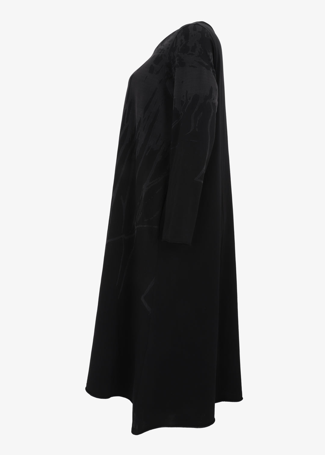 Luukaa Branch Print Jersey A-Line Lilith Dress in Ink Black