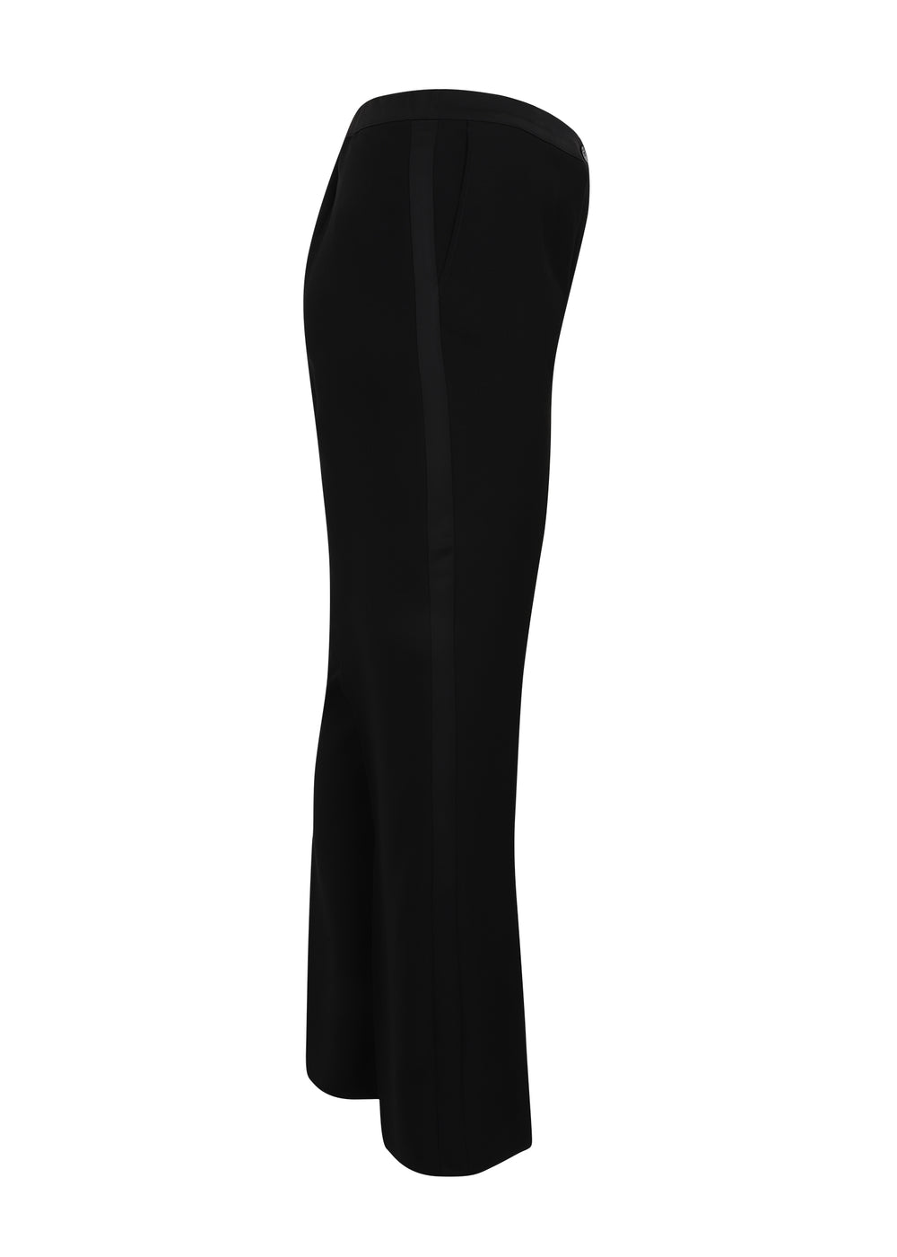 Luisa Viola Cady Tuxedo Pant with Satin Side Stripe in Black