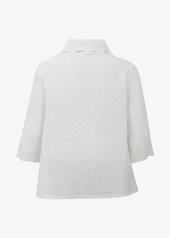 Bryn Walker Light Linen Etta Cowl-neck 3/4 Sleeve Top in Cream