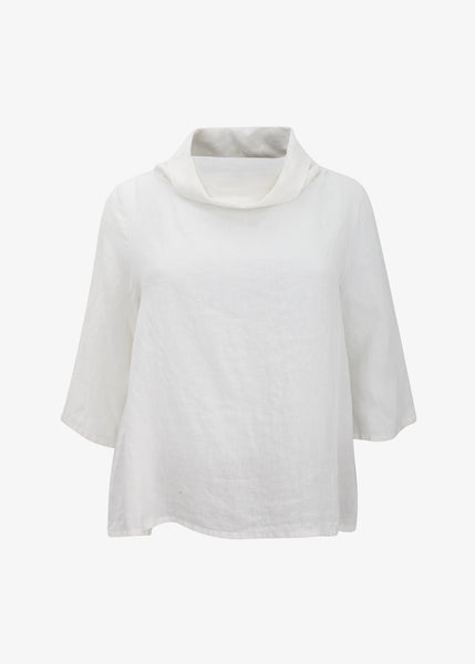 Bryn Walker Light Linen Etta Cowl-neck 3/4 Sleeve Top in Cream