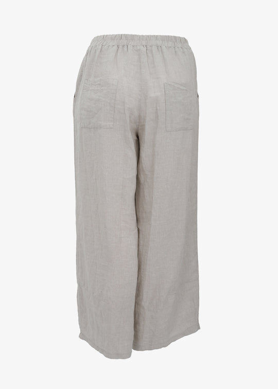 Luukaa Pull on Linen Wide Leg Pant in Nature