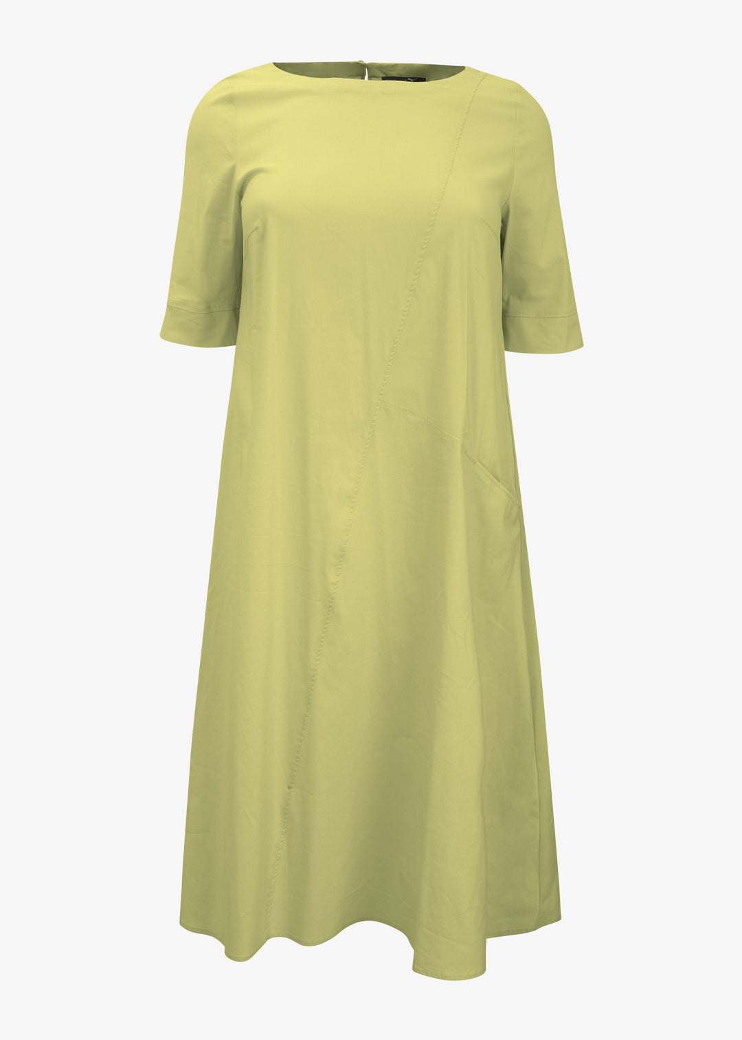 front view Toni T. Stretch Poplin A-Line Long Dress in bamboo green