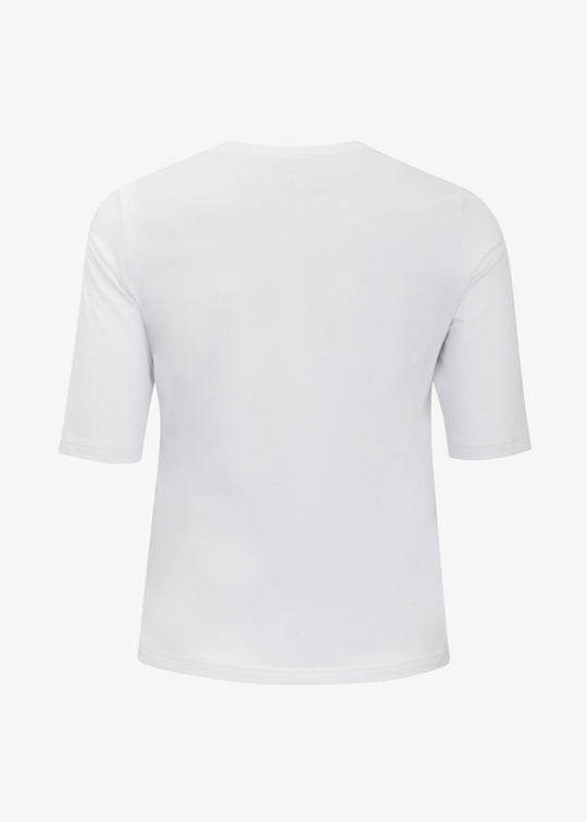 I'Cona Scoop neck Elbow Sleeve Tee in White