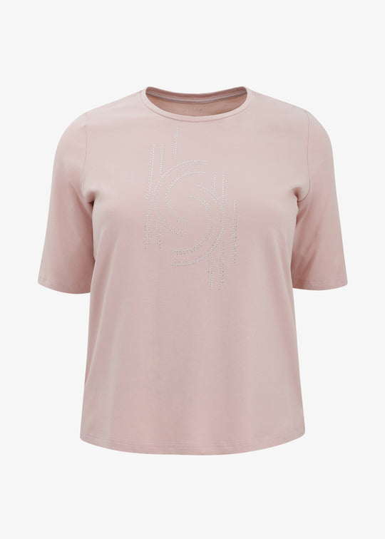 I'Cona Scoop neck Elbow Sleeve Tee in Blush