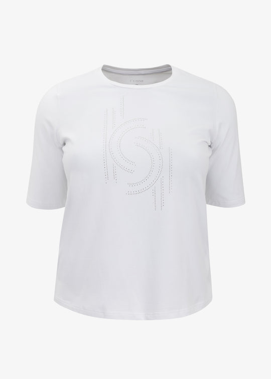 I'Cona Scoop neck Elbow Sleeve Tee in White