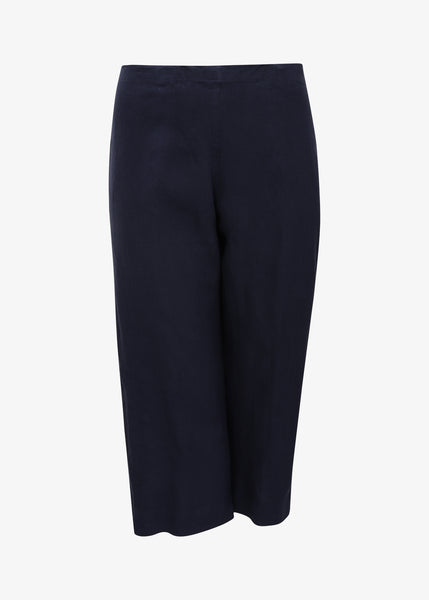 Bryn Walker Light Linen Capri Pant with Stretch Waist in Starlight