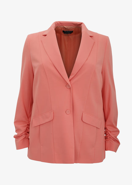 Verpass Stretch Blazer with Rouched Sleeve in Coral