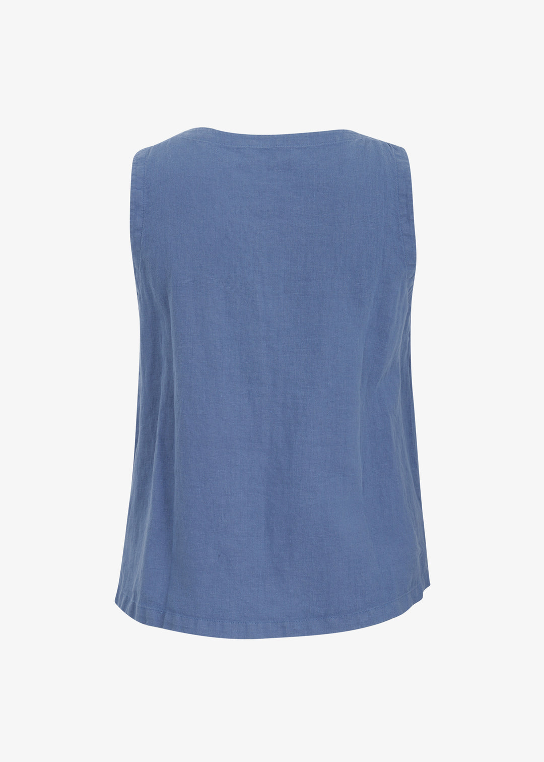 Toni T. Classic Linen Scoop-neck Cami with Side Slits in Blue Dawn