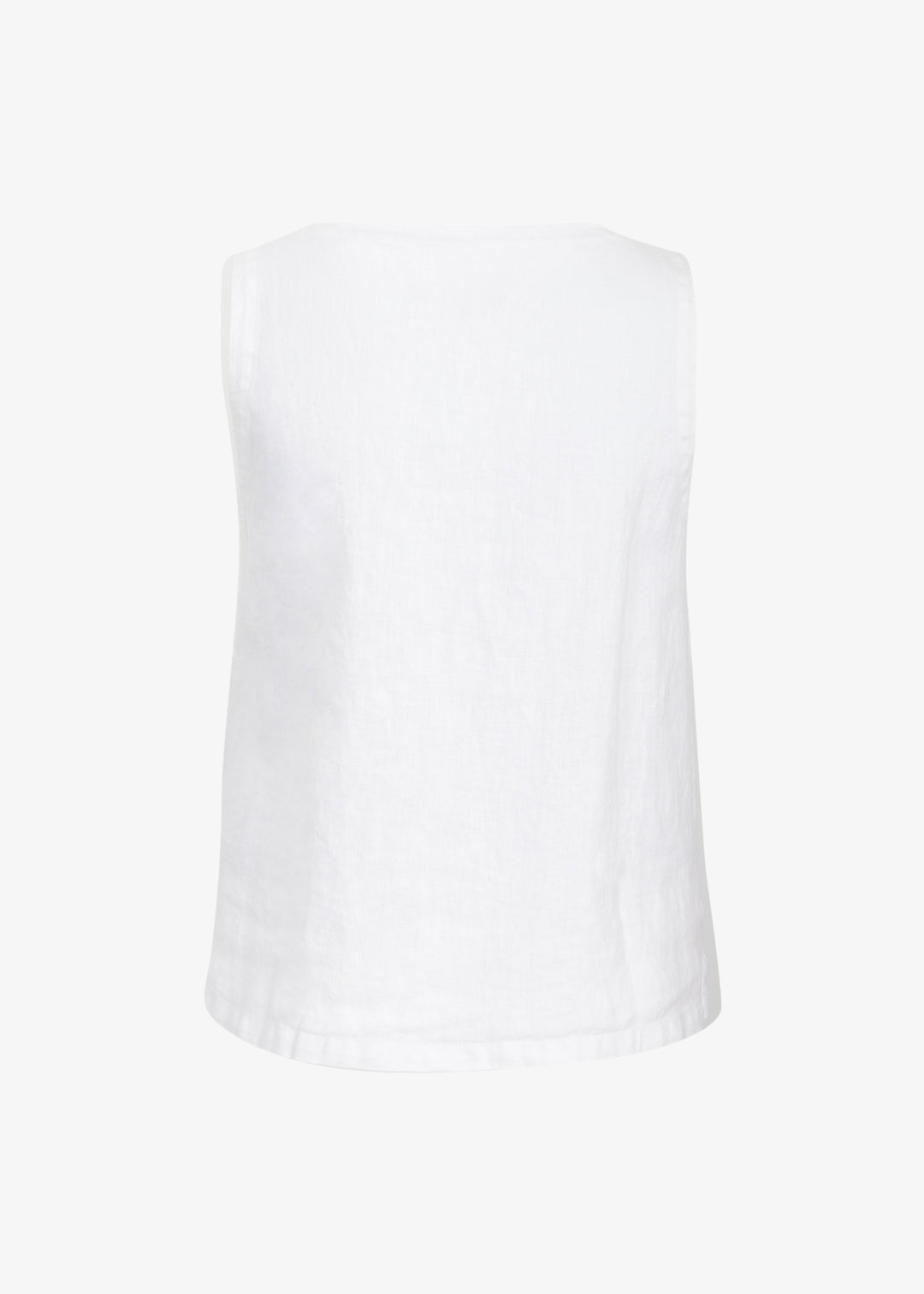 Toni T. Classic Linen Scoop-neck Cami with Side Slits in White