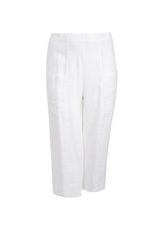 Toni T. Classic Linen Stretch Waist Pull on Pant in White