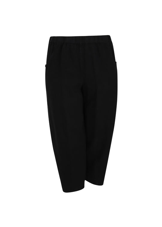 Toni T. Pure Linen Pull On Banana Leg Pant in Black