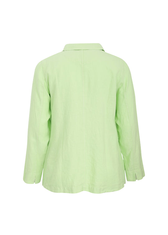 Toni T. Pure Linen Button Front Jacket in Bamboo Green