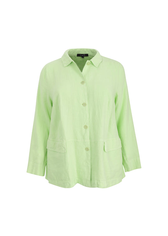 Toni T. Pure Linen Button Front Jacket in Bamboo Green