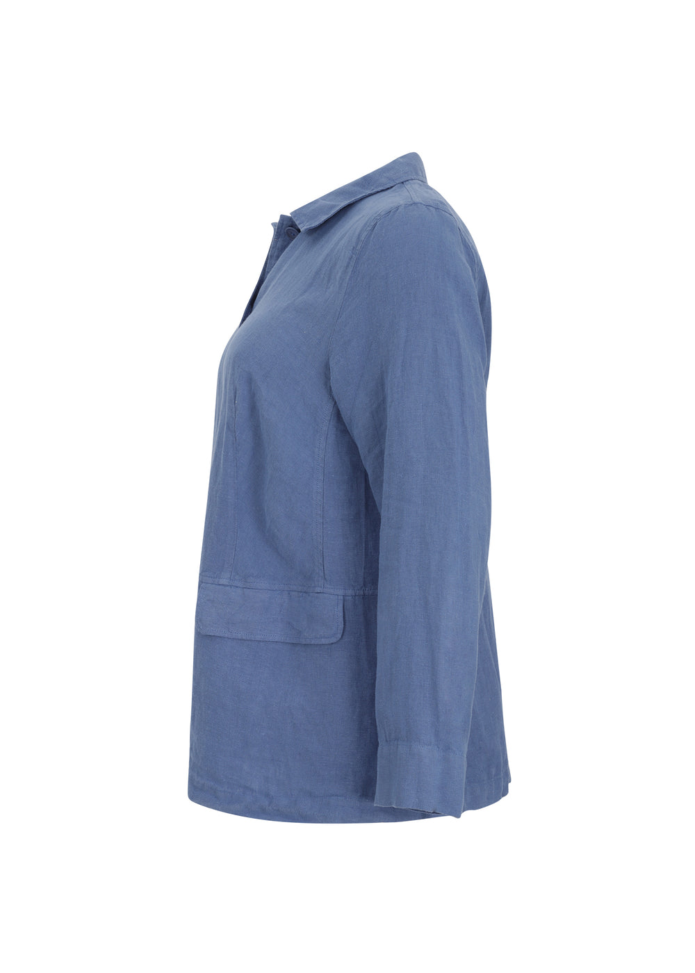 Toni T. Pure Linen Button Front Jacket in Blue Dawn