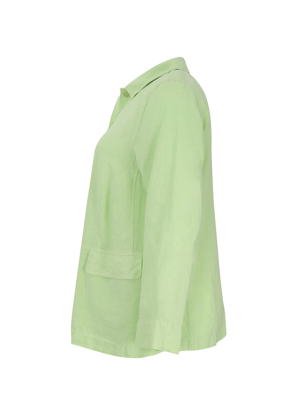 Toni T. Pure Linen Button Front Jacket in Bamboo Green