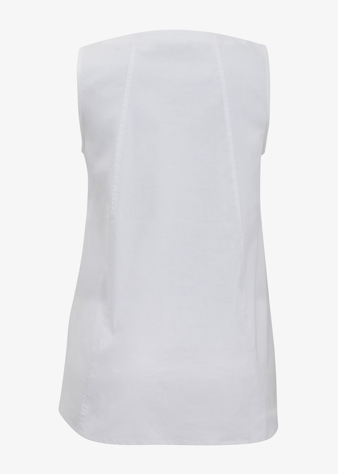 Toni T. Stretch Poplin V-neck Tank With Curved Hem in White