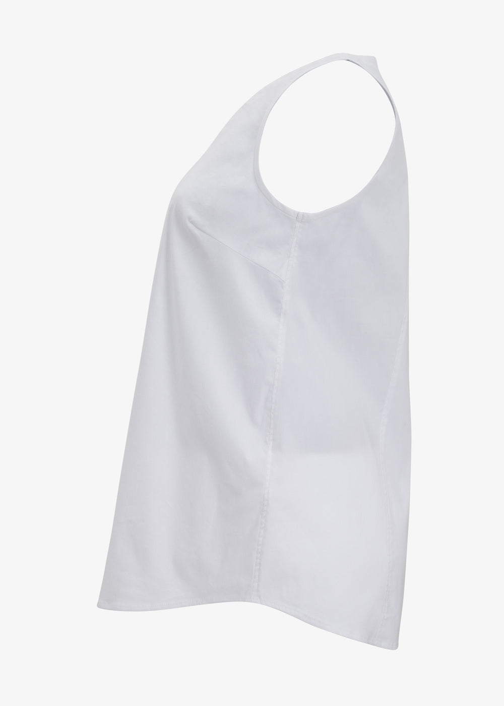 Toni T. Stretch Poplin V-neck Tank With Curved Hem in White