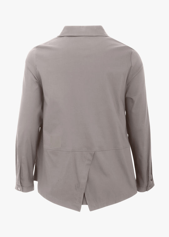Toni T. Stretch Poplin Long Sleeve A-Line Shirt in Nature