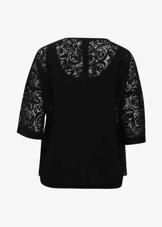 Toni T. Burnout Stretch Poplin Boxy Top in Black