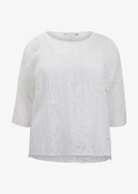 Toni T. Burnout Stretch Poplin Boxy Top in White