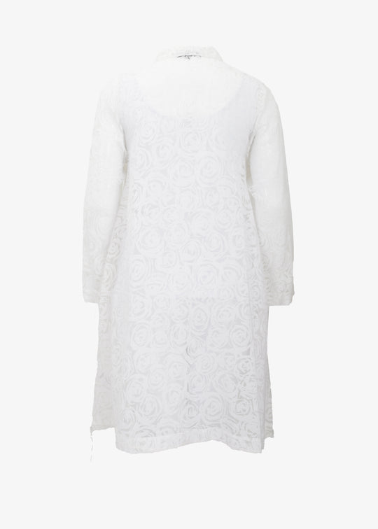 Toni T. Burnout Poplin Drawstring Duster in White
