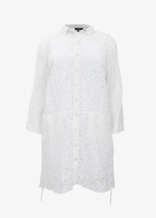 Toni T. Burnout Poplin Drawstring Duster in White