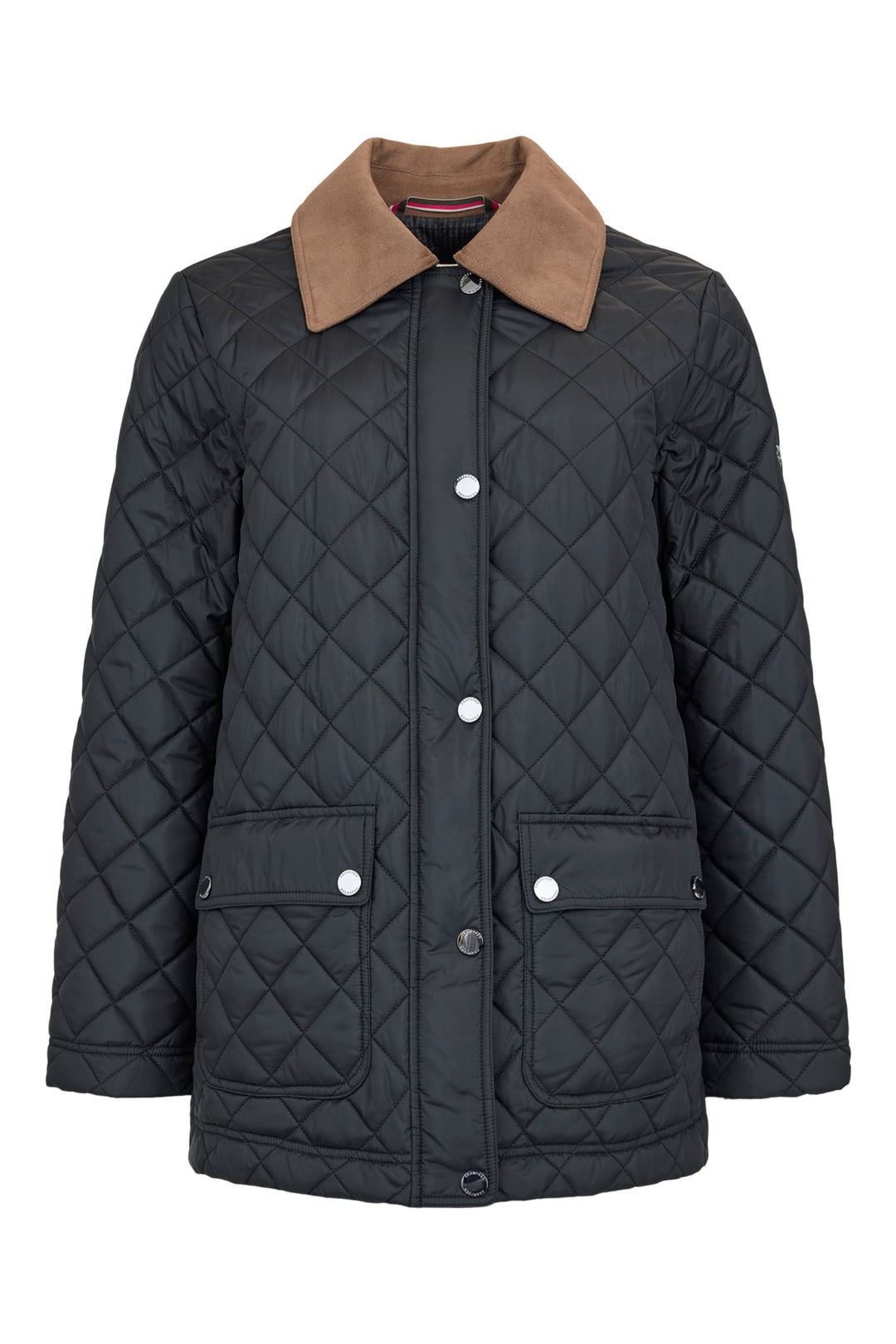 Frandsen Contrast Collar Quilted Barn Jacket with Front Patch Pockets and Zip and Snap Flange Closure Water Repellent in Black