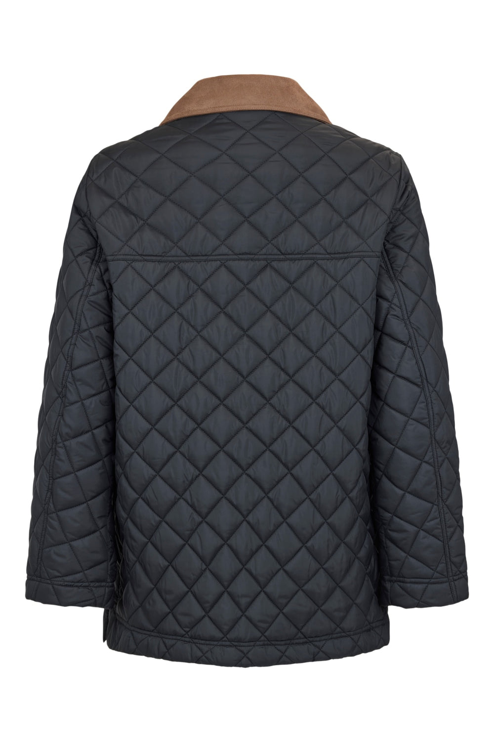Frandsen Contrast Collar Quilted Barn Jacket with Front Patch Pockets and Zip and Snap Flange Closure Water Repellent in Black