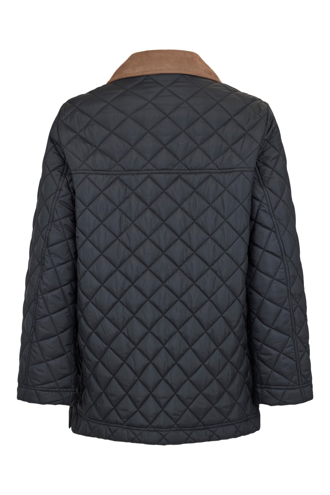 Frandsen Contrast Collar Quilted Barn Jacket with Front Patch Pockets and Zip and Snap Flange Closure Water Repellent in Black