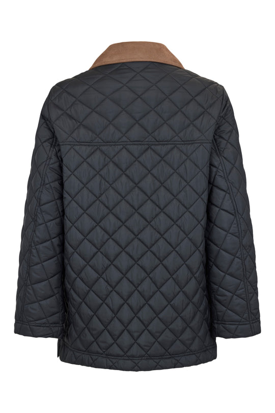 Frandsen Contrast Collar Quilted Barn Jacket with Front Patch Pockets and Zip and Snap Flange Closure Water Repellent in Black