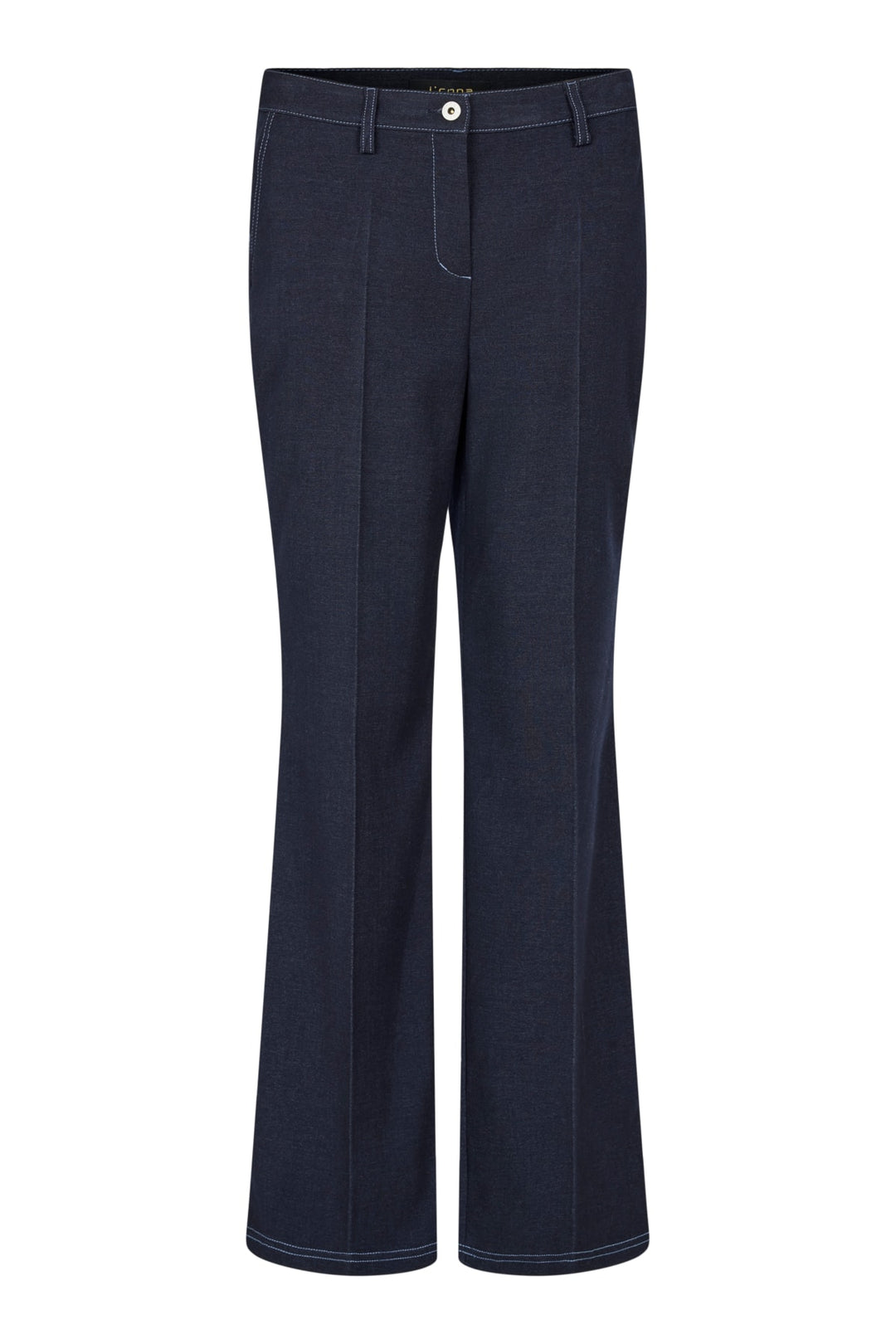 I'cona Stretch Denim Jersey Straight Leg Trouser in Navy Blue