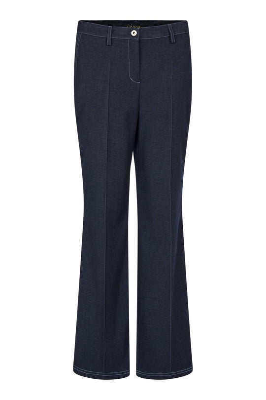 I'cona Stretch Denim Jersey Straight Leg Trouser in Navy Blue