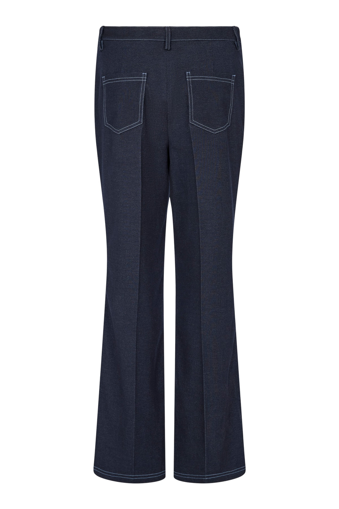 I'cona Stretch Denim Jersey Straight Leg Trouser in Navy Blue
