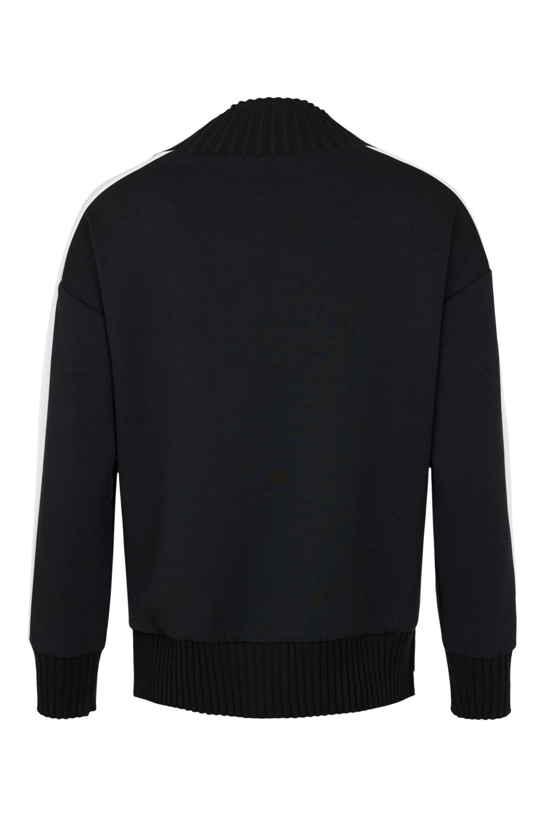 I'cona Scuba Pullover with Rib Mock Neck and Striped Sleeve in Black