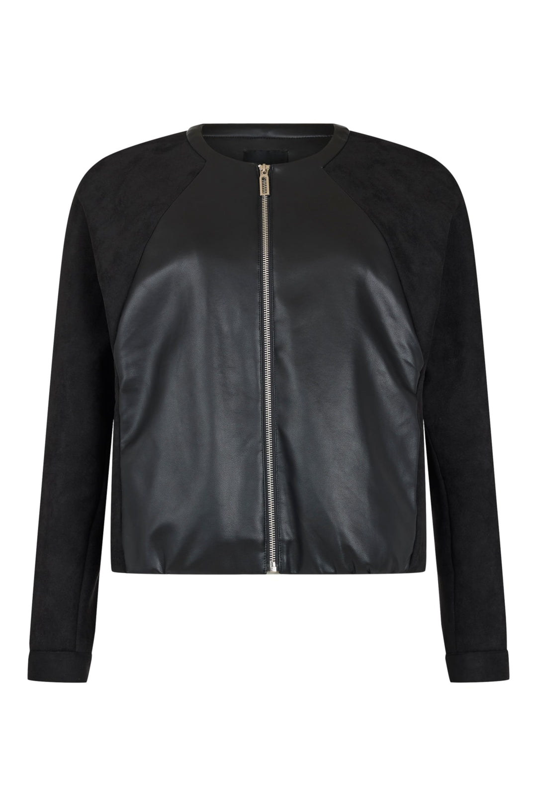 I'cona Faux Leather and Suede Zip Jacket in Black