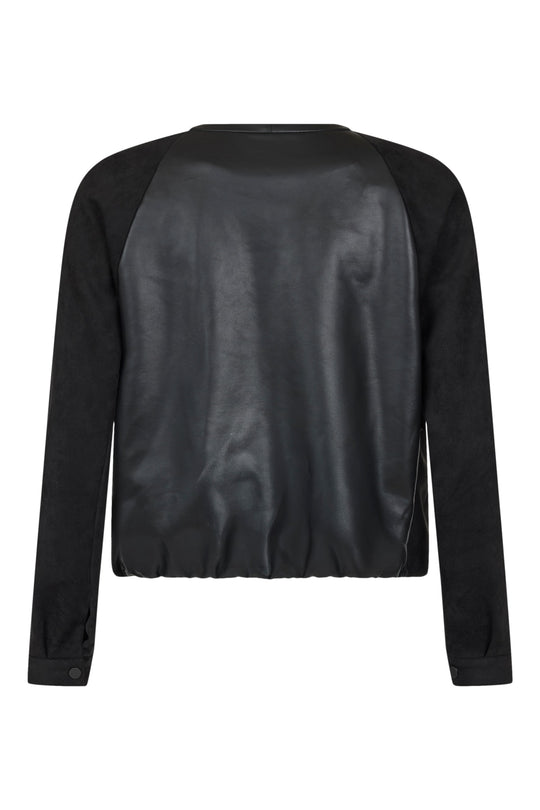 I'cona Faux Leather and Suede Zip Jacket in Black
