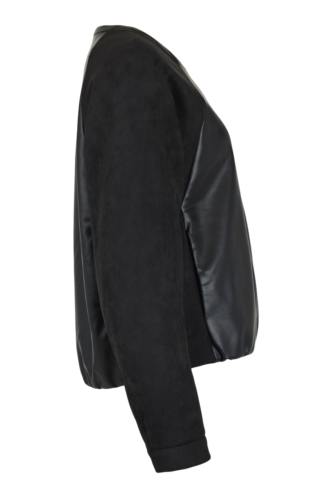 I'cona Faux Leather and Suede Zip Jacket in Black
