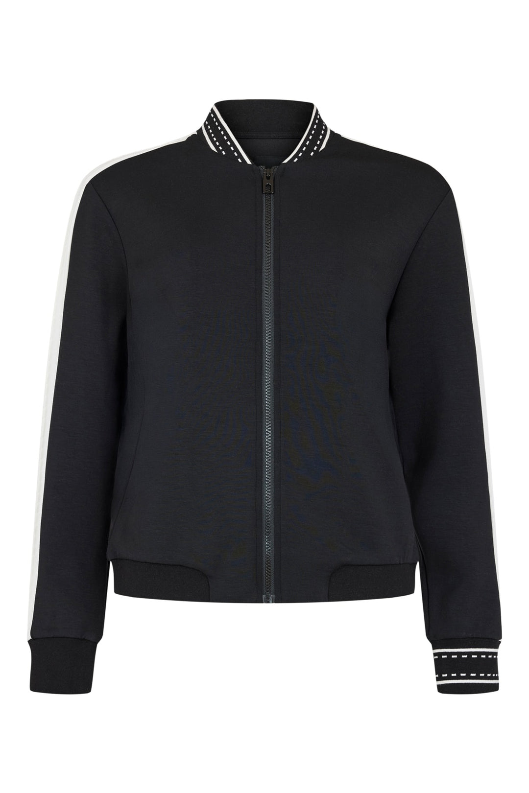 I'cona Scuba Zip Front Striped Sleeve Jogger Jacket in Black