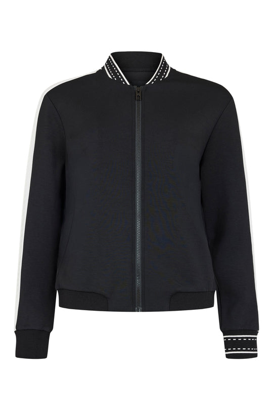 I'cona Scuba Zip Front Striped Sleeve Jogger Jacket in Black